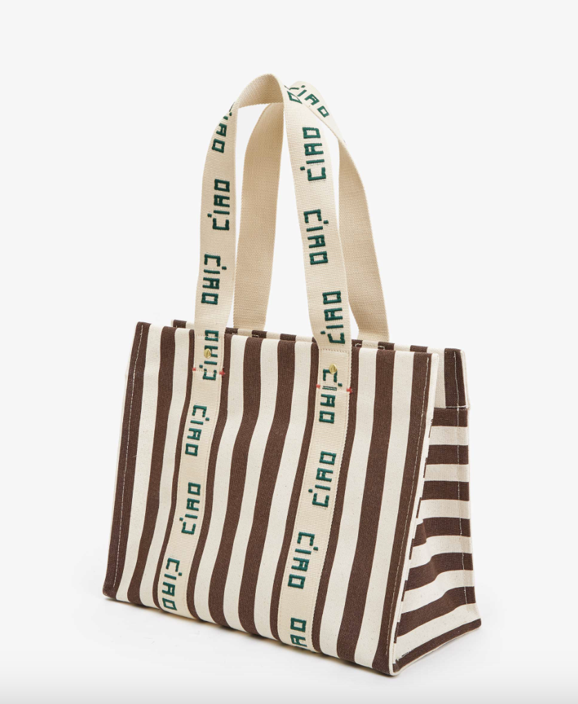 Clare V : Noémie : Natural & Mocha Striped Canvas — ALCHEMY MARIN